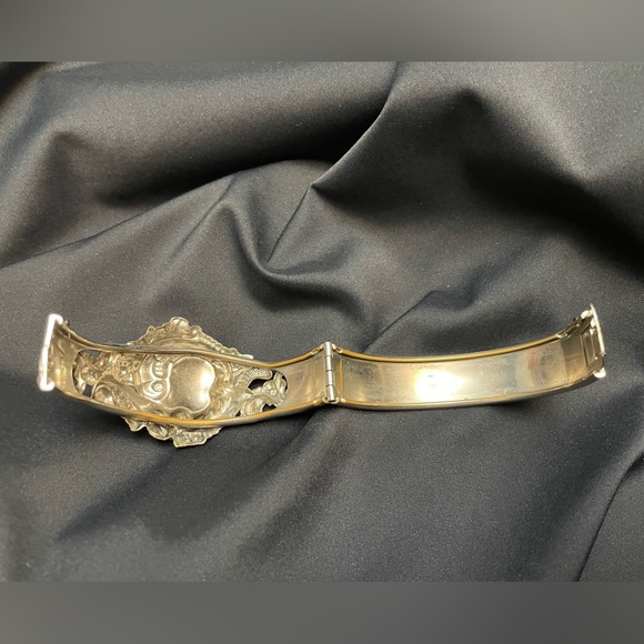 Vintage Victorian Style Silver Tone Hinged Cuff Bracelet w/Matching Emmons Ring - Picture 7 of 15